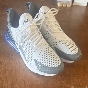 Nike Air Max 270 White and Gray Athletic Shoes
